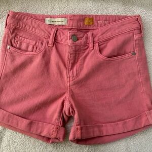 Pilcro and Letterpress No.27 Anthro Denim cuffed shorts “Fit STET” Salmon-Coral.